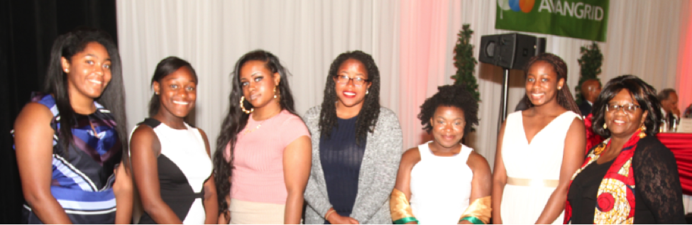 Sydney Barrett, Olivia Brumfield, Allea Fraizer, Serita Lewis, Telle Seaborn, Elisha Snow and Donna M. Jones – AKOMA Scholarship Commission Chairperson (Not pictured Makaila Marshall, Thandi Moses and Destiny Williams) Photo by Kevin Leysath